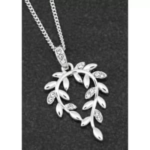 Back To Nature Silver Plated Pave Leaf Curl Necklace