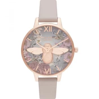 Ladies Olivia Burton British Blooms 3D Bee Vegan Rose & Rose Gold Watch