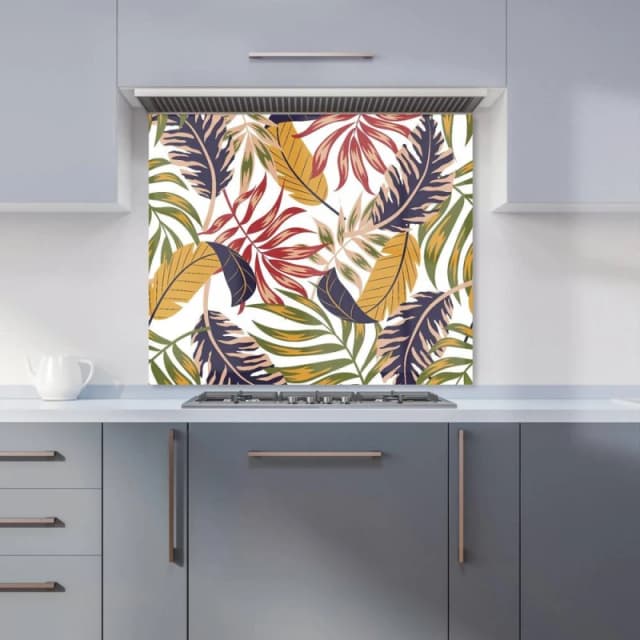 Warren Reed - Designer Hawaiian Style Jungle Leaves Kitchen Splashback in Brown Size: 700mm x 750mm Brown Unisex 700mm x 750mm