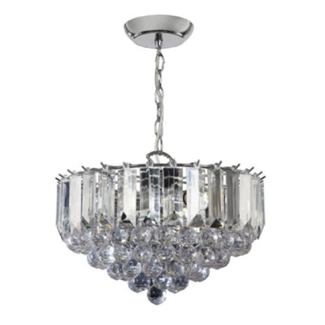 Luminosa Lighting Luminosa Fargo 3 Light Ceiling Pendant Chrome, Clear Acrylic, E14