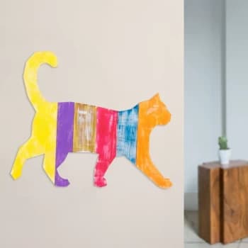 Cat 1 - Multicolor Multicolor Decorative Wooden Wall Accessory