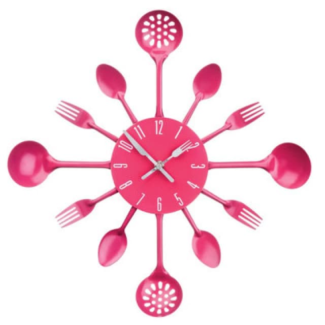 Premier Housewares Maison by Premier Cutlery Metal Wall Clock Pink