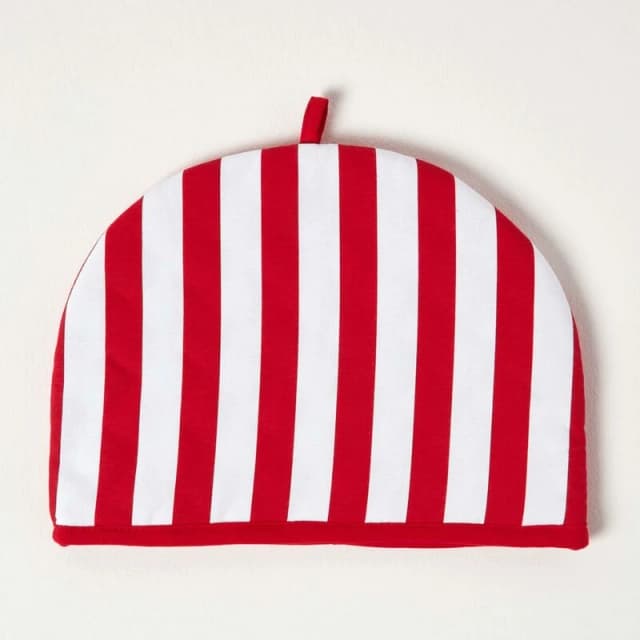 Homescapes Tea Cosy Double Design Red Stripes Teapot Warmer Red unisex