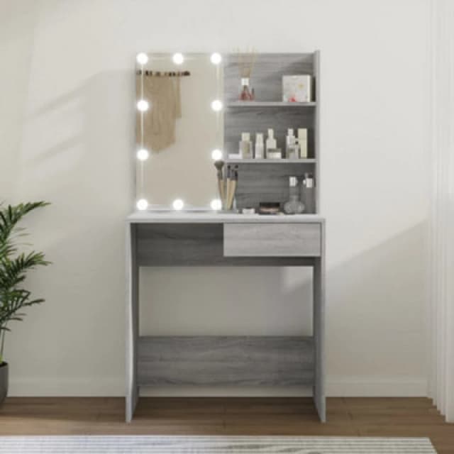 VIDAXL Vidaxl - Dressing Table with LED Grey Sonoma 74.5x40x141cm 8720287087625