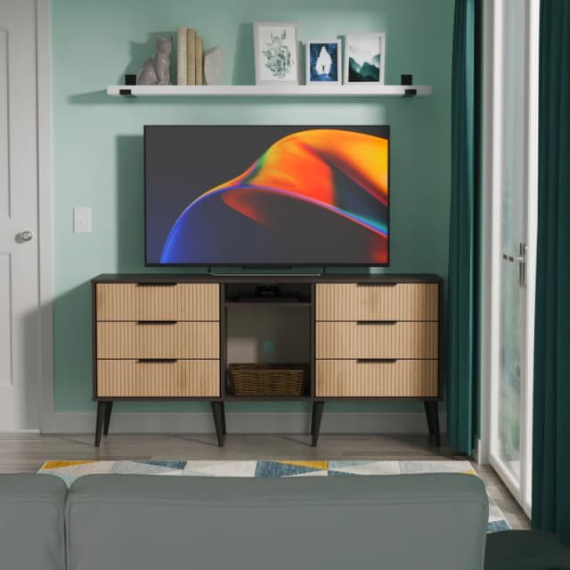 Ready Assembled 2 U Fuji 6 Drawer Sideboard (Ready Assembled) in Grey Grey Unisex