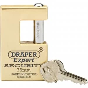 Draper Expert Solid Brass Padlock Closed Shackle 76mm Standard