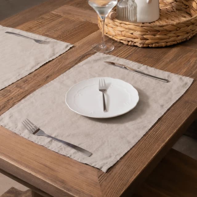 Native Natural Natural Set of 4 100% Linen Placemats Natural Unisex