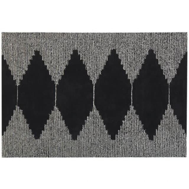 Beliani Rug Bathinda Black/ White 140 X 200 Cm Cotton
