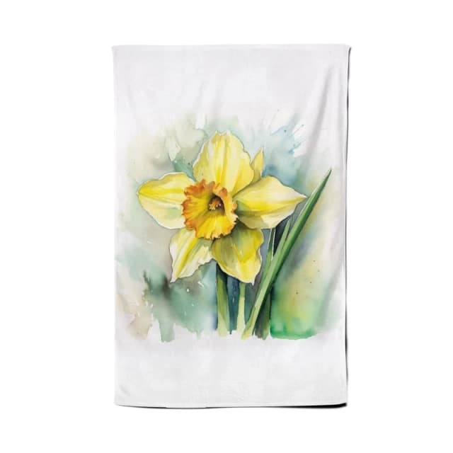 Warren Reed - Designer Watercolour Daffodil Tea Towel Multicolor Unisex