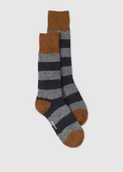 Barbour Mens Houghton Stripe Socks In Asphalt/Navy