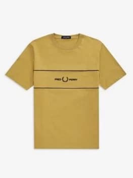 Fred Perry Embroidered Panel T-Shirt, Stone Size M Men