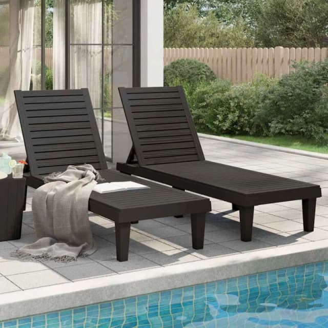 VIDAXL Sun Loungers 2 pcs Black 155x58x83cm Polypropylene Vidaxl 8720845789435