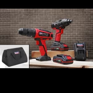 Sealey CP20V 20v Cordless Combi Drill and Impact Driver Kit 2 x 2ah Li-ion Charger Bag