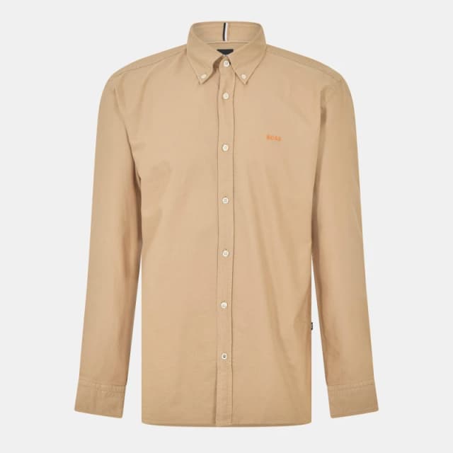 Boss Mens Long Sleeve Shirt Light Beige male S