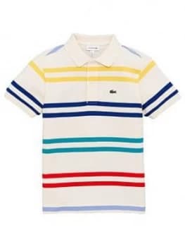 Lacoste Boys Short Sleeve Multi Stripe Polo Shirt - Cream