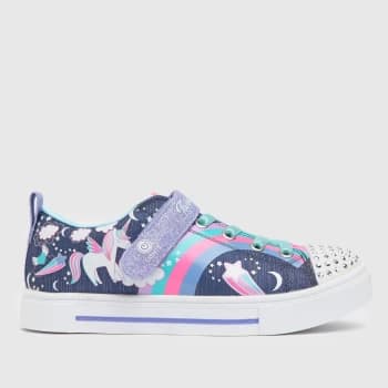SKECHERS Navy & Silver Twinkle Sparks Trainers Junior