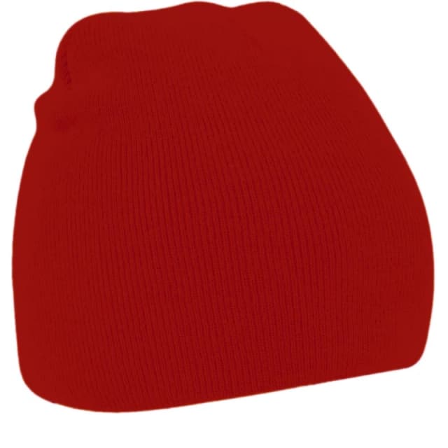 Beechfield Beechfield Men Plain Basic Knitted Winter Beanie Hat in Red Red One Size Male 5055747773996