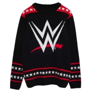 WWE Mens Logo Knitted Jumper (L) (Black)