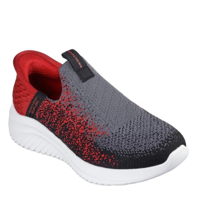 Skechers Slip-Ins Stretch Knit Sneaker W Air Slip On Trainers Unisex Kids Charcoal/Red unisex C11 (28.5)