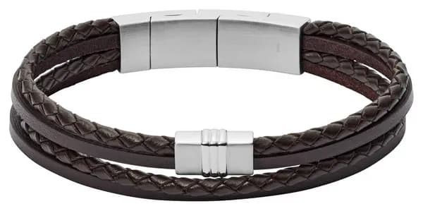 Fossil JF02934040 Mens Brown Leather and Stainless Steel Jewellery
