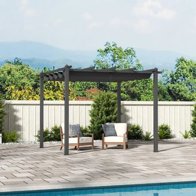 Breeins Elegant Aluminum Patio Pergola with Canopy - Black L