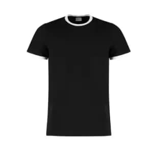 Kustom Kit Mens Fashion Fit Ringer T-Shirt (L) (Black/White)