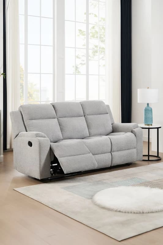 More4Homes Orka 3 Seater Fabric Manual Recliner Sofa Grey