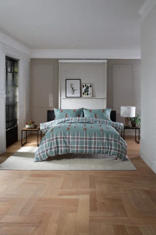 The Lyndon Company The Lyndon Company Highland Fell 100% Cotton Duvet Cover Set - Stag Print Bedding in Green Size: Double Green Double Unisex 50549