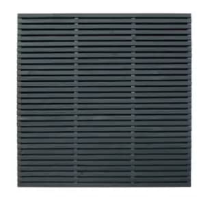 Forest Garden 6'x 6' Grey Painted Double Slatted Fence Panel