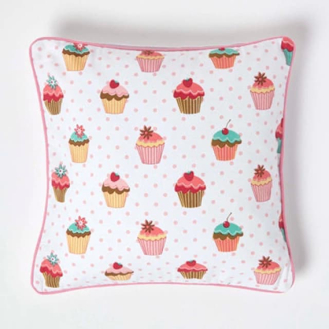 Homescapes Cotton Cup Cakes Cushion Cover, 45 X 45 Cm