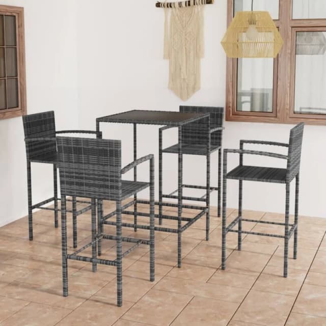 VIDAXL 5 Piece Garden Bar Set Poly Rattan Grey Vidaxl 8720286247761