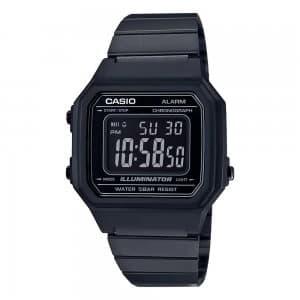 Casio Digital LCD Watch with Chrono, Multi Alarm, Timer etc Black Stainless Strap - B650WB-1BEF
