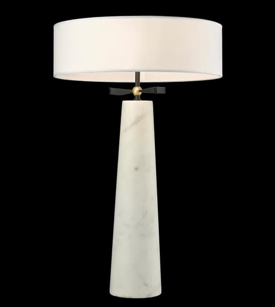 Bow 2 Light Table Lamp With Round Shade Black, E27