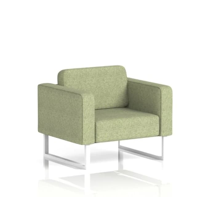 Brixworth Office Armchair with White Legs in Rivet Fabric - Burnish