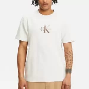 Calvin Klein Jeans Mens Archival Monologo Waffle T-Shirt - White Grey Heather - L