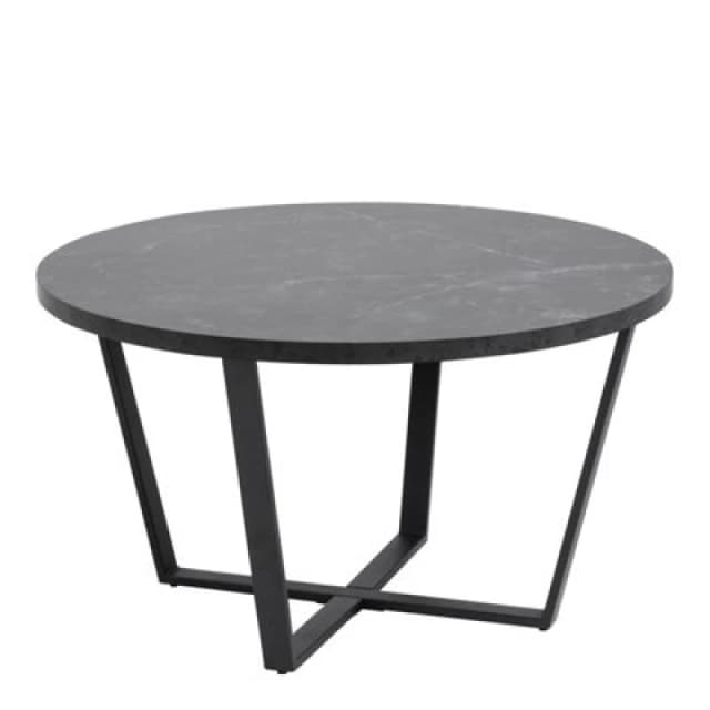 Furniture To Go Amble Round Coffee Table With Black Marble Melamine Top & Black Legs