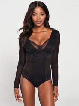 Pour Moi Muse Long Sleeve Underwired Body - Black