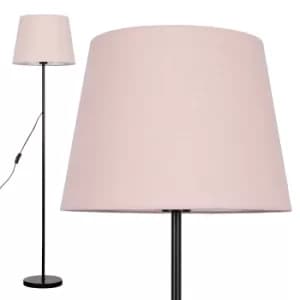 Charlie Black Floor Lamp with Dusty Pink Aspen Shade