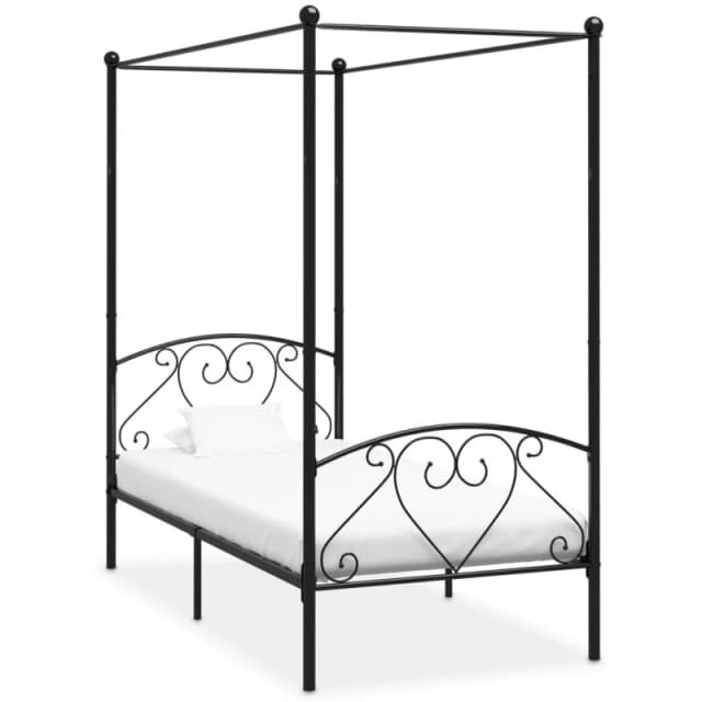 VIDAXL 284433 Canopy Bed Frame without Mattress Black Metal 90x200cm Vidaxl 8719883783499