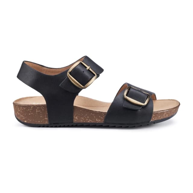 Hotter Womens 'Tourist II' Cork Wedge Sandals in Black Size: 4.5 Black Female 4.5