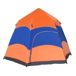 Outsunny Six Man Hexagon Pop Up Tent Camping Festival Hiking Shelter Family Portable