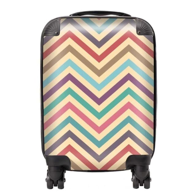Warren Reed - Designer Geometric Vintage Colored Chevron Pattern Suitcase in Green Size: Large Green Unisex Large
