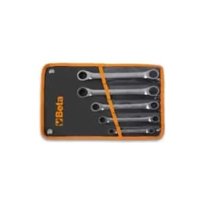 Beta Tools 195 /B5 5pc Double End Flat BiHex Ratchet Ring Wrench Set 001950066