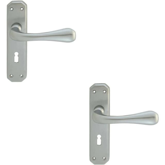 Loops 2x PAIR Heavy Duty Handle on Angular Lock Backplate 180 x 40mm Satin Chrome Multi