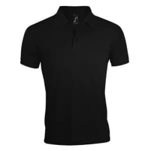 SOLs Mens Prime Pique Plain Short Sleeve Polo Shirt (3XL) (Black)