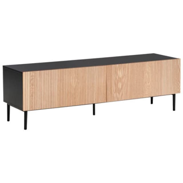 Beliani TV Stand Blythe Natural Ash Wood Black