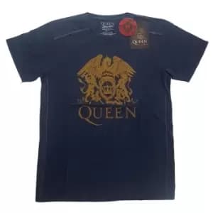 Queen - Classic Crest Unisex XX-Large Snow Wash T-Shirt - Blue