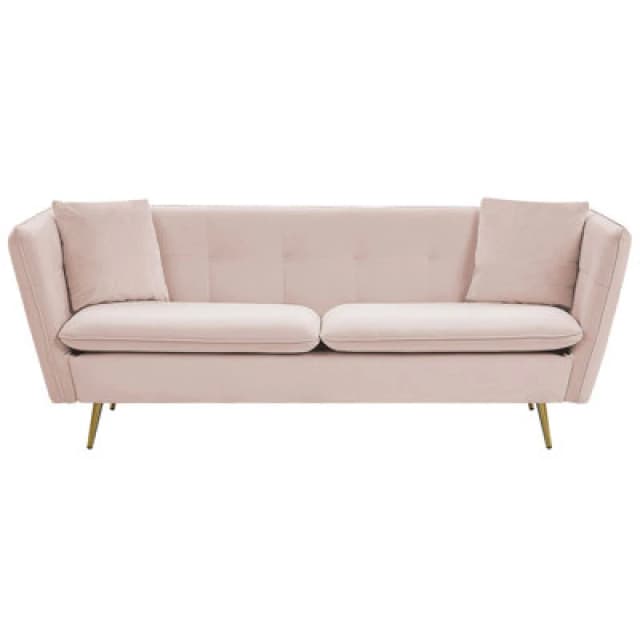Beliani Sofa 3 Seater Frederica Velvet Pink