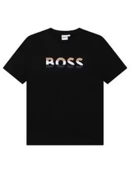 BOSS Boys Stripe Logo T-Shirt - Black, Size 10 Years