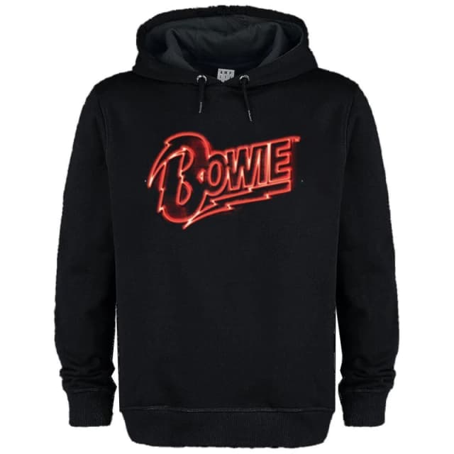 Amplified Amplified Men Neon Sign David Bowie Hoodie in Black Size: X-Small Black XS Male 5063425486496